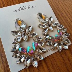 NEW Ettika Gold and Iridescent Crystal Statement Earrings